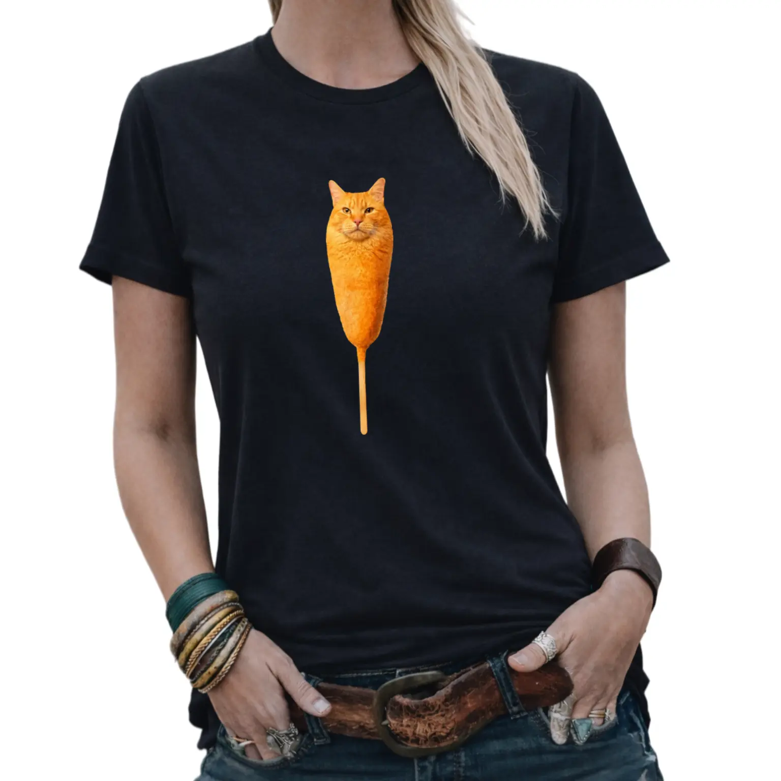 Corndog Cat Meme T Shirt Women All Weather Comfortable Soft Short Sleeved Shirt Fun Short Sleeved Shirt