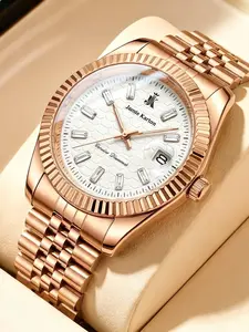 Men's Quartz Watch with Multifunctional Stainless Steel Strap, Elegant Business Style, Perfect for Negotiations, Displaying Prestige