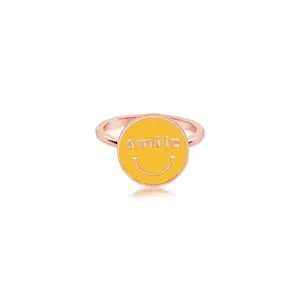 Smile Circle Enamel Rose Gold Plated Girl's Rings Earth2Jane Size 5