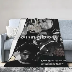 YoungBoy super soft flannel blanket, warm and comfortable, suitable for all seasons, Home Office Blanket suitable for sofa, bedroom, office and travel Hiphop Blanket