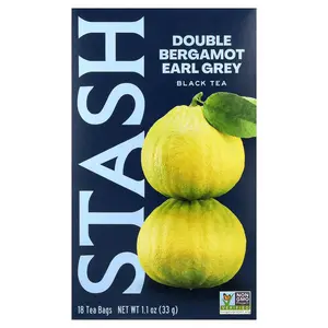 Stash Tea Black Tea, Double Bergamot Earl Grey, 18 Tea Bags, 1.1 oz (33 g)