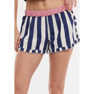 BLUE STRIPE SHORT W/CONTRAST WAIST