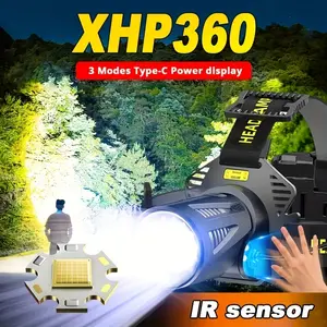 XHP360 Sensor Headlamp: Zoomable, Multi - Mode, Long - Lasting survival supplies usb rechargeable waterproof headlamp durable brightness festival gift Strong Flashlight