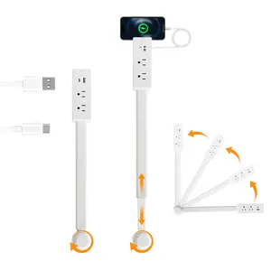 Electrical Outlet Extender,Access Hard-to-Reach Outlets,Extends 22-34", USB-A & USB-C Ports, Phone Charging Ledge