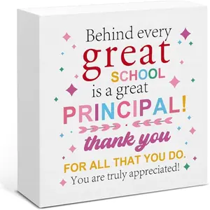 Appreciation Gifts for Principals, Best Principal Gifts for Women Men, School Principal Day Gift Wooden Sign for Home Office Desk Decor 5 x 5 Inches, Desk Wall Sign