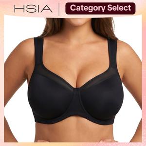 HSIA Alina Breathable Unlined Full Coverage Underwire Bra Plus Size Supportive Adjustable Multiway Convertible Strap Comfort Fit T-Shirt Style