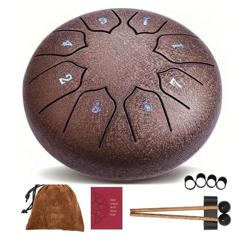 6 Inch 8 Note Steel Tongue Drum, 1 Set Steel Tongue Drum with Storage Bag, Mallet, Mallet Holder & Finger Cover, Percussion Instrument for Camping, Gift for Her, Men's Gift
