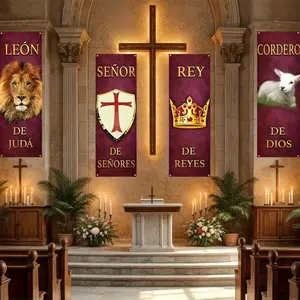 Easter Theme Backdrop Banner, 4 Counts/set Church Sanctuary Wall Decoration, Festive & Party Supplies for Church Sanctuary Walls, Ornaments