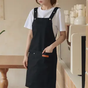 Women's Kitchen Cooking Apron, Coffee Shop Workwear, Chef Apron for Men, Wide Shoulder Straps, Comfortable and Easy to Clean