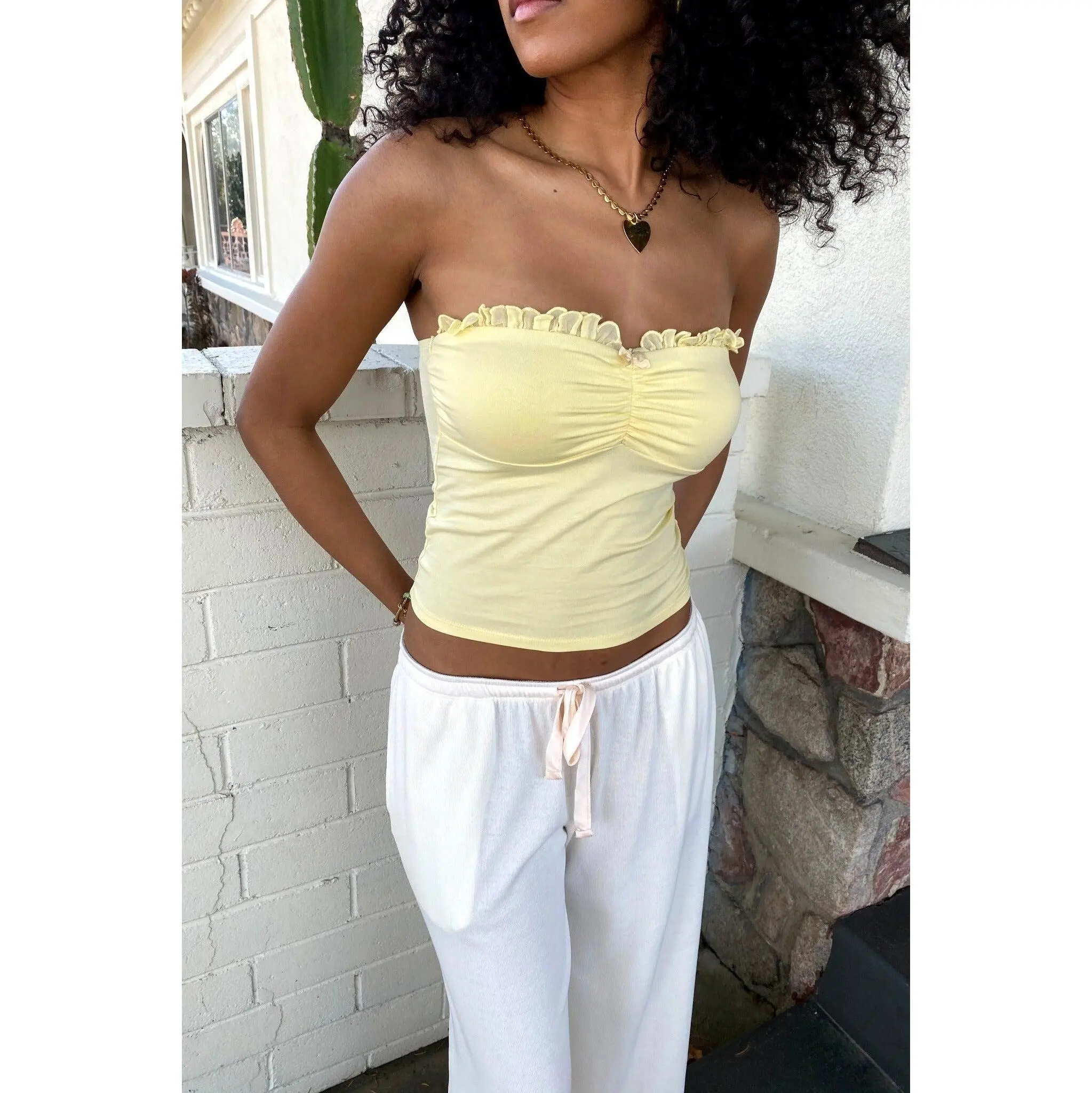 Lace Trim Tube Top