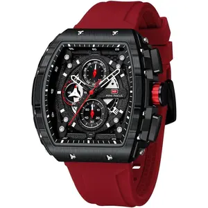 Mens Watches Fashion  Luxury Tonneau Watches for Men Chronograph  Dress Business Work Watch Large Square  Wristwatch Analog Luminous Calendar Men's Wrist Watch