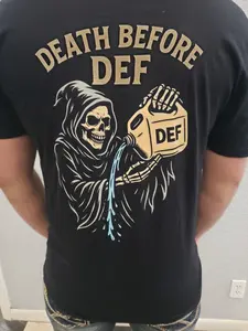 Merica Motorworks "Death Before DEF" T-Shirt with Large Back Logo & Small Front Logo Available in Gray Dark Blue and Black Man