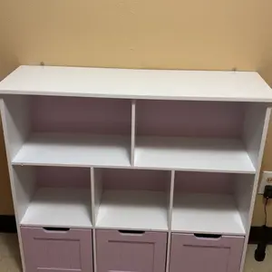 FOTOSOK Toy Storage Organizer with 3 Movable Drawers, Toy Organizer with Hidden Wheels and 5 Open Cubbies, Multifunctional Floor Storage Chest for Playroom