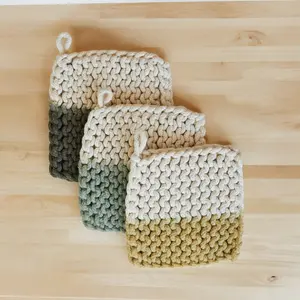 Cotton Crocheted Tie Dye Pot Holder - Thick Cotton - 8-in Square