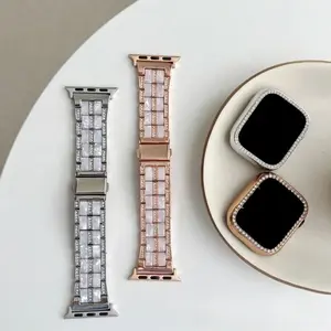 Stylish Rhinestone Resin & Metal Mixed Watch Band - Luxury Jewelry Strap, Wearable Tech Accessories, Compatible with Apple Watch Series 1-11 & SE, Fashion Accessories