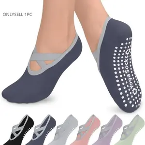 Women's Yoga Socks with Strap, Non-Slip Ballet Barre Socks, Anti-Skid Grip Bottom, Ideal for Dance, Fitness, Workout, Home Use