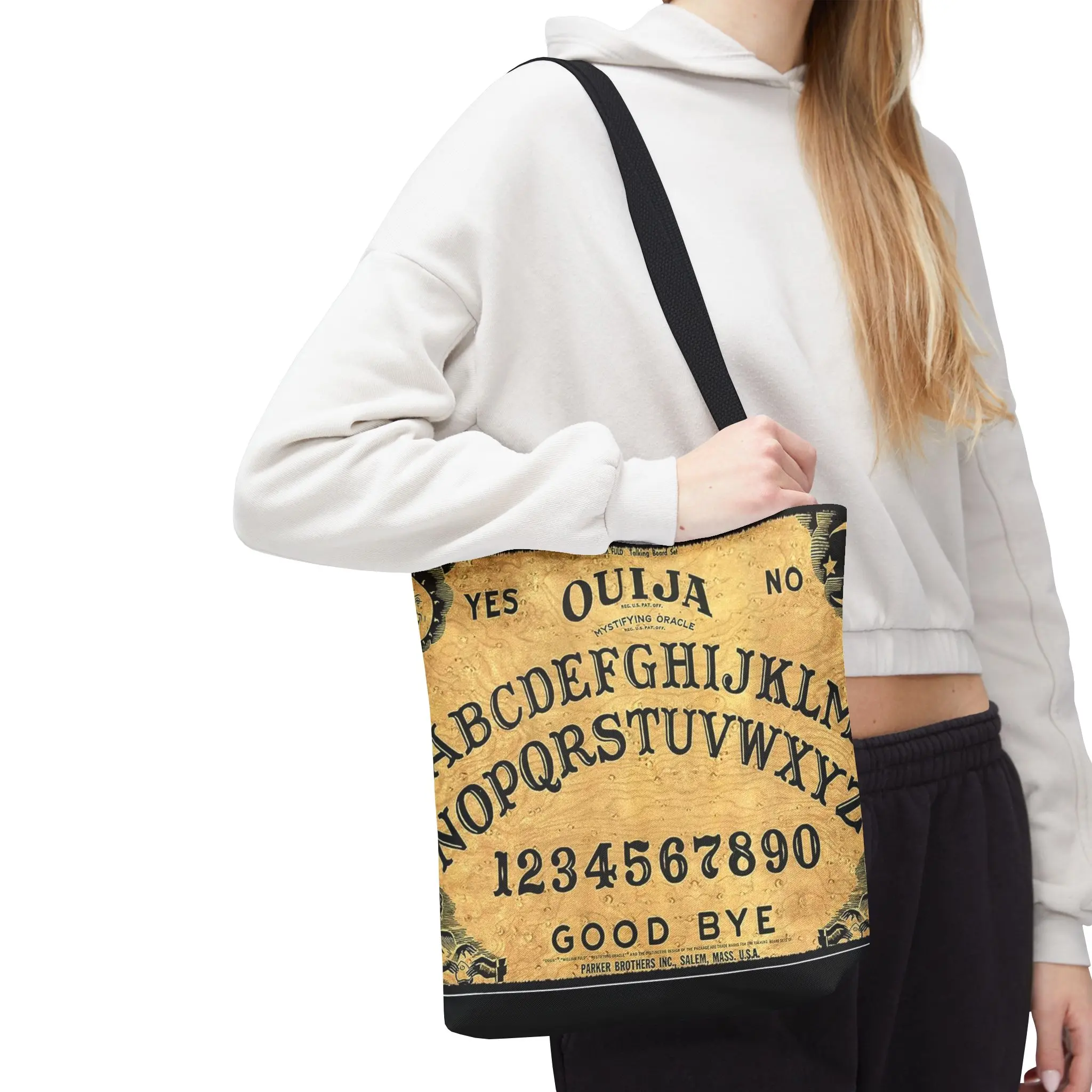 Ouija Board Tote Bag, Spiritual Occult Canvas Bag, Witchcraft Shoulder Bag, Gothic Shopping Tote, Halloween Gift Bag, Fortune Teller Handbag