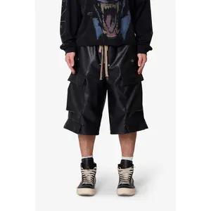 mnml Leather Rave Cargo Shorts - Black