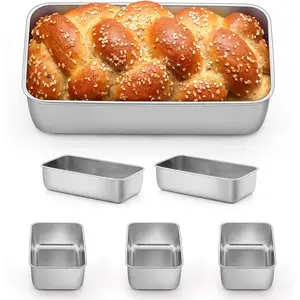 Loaf Pan Set, 9 x 5 Inch Bread Pans, Stainless Steel Loaf Toast Baking Pans For Bread Meatloaf Lasagna Cake,  & Non , Oven Safe& Easy Clean, (, 6 count)