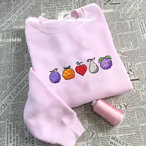 Onepiece Devil Fruit Embroidered Sweatshirt, Anime Pirate King Crew Neck, Unisex gift for fan