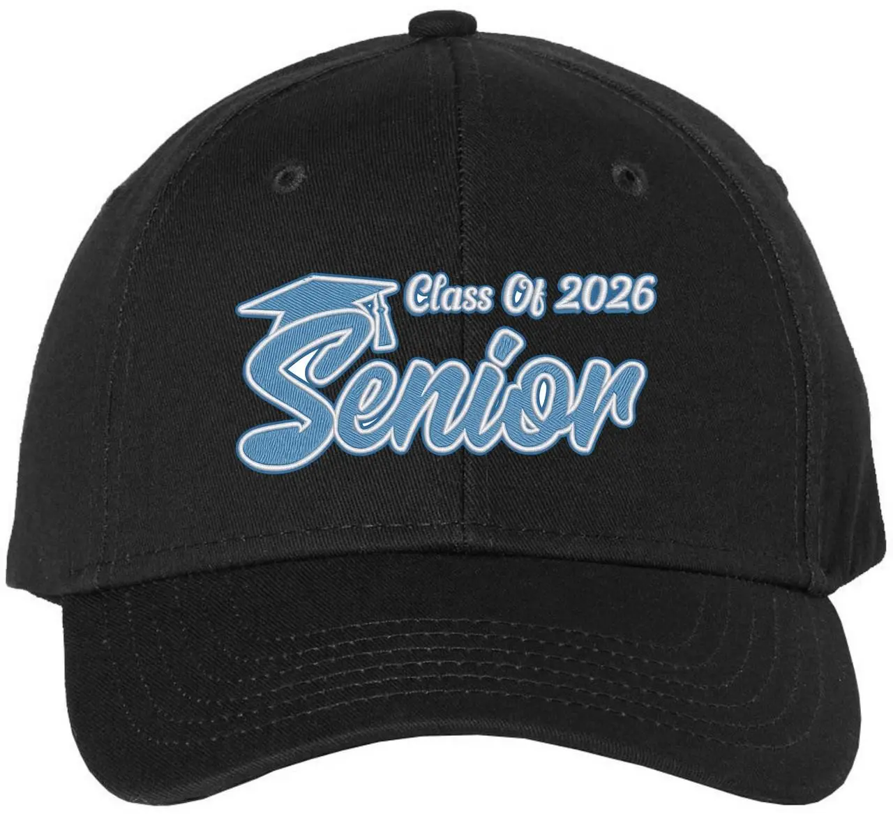Class of 2026 Embroidered Baseball Cap - 100% Cotton Twill Structured Mid-Profile Breathable Unisex Hat, Adjustable Graduation Gift for Seniors