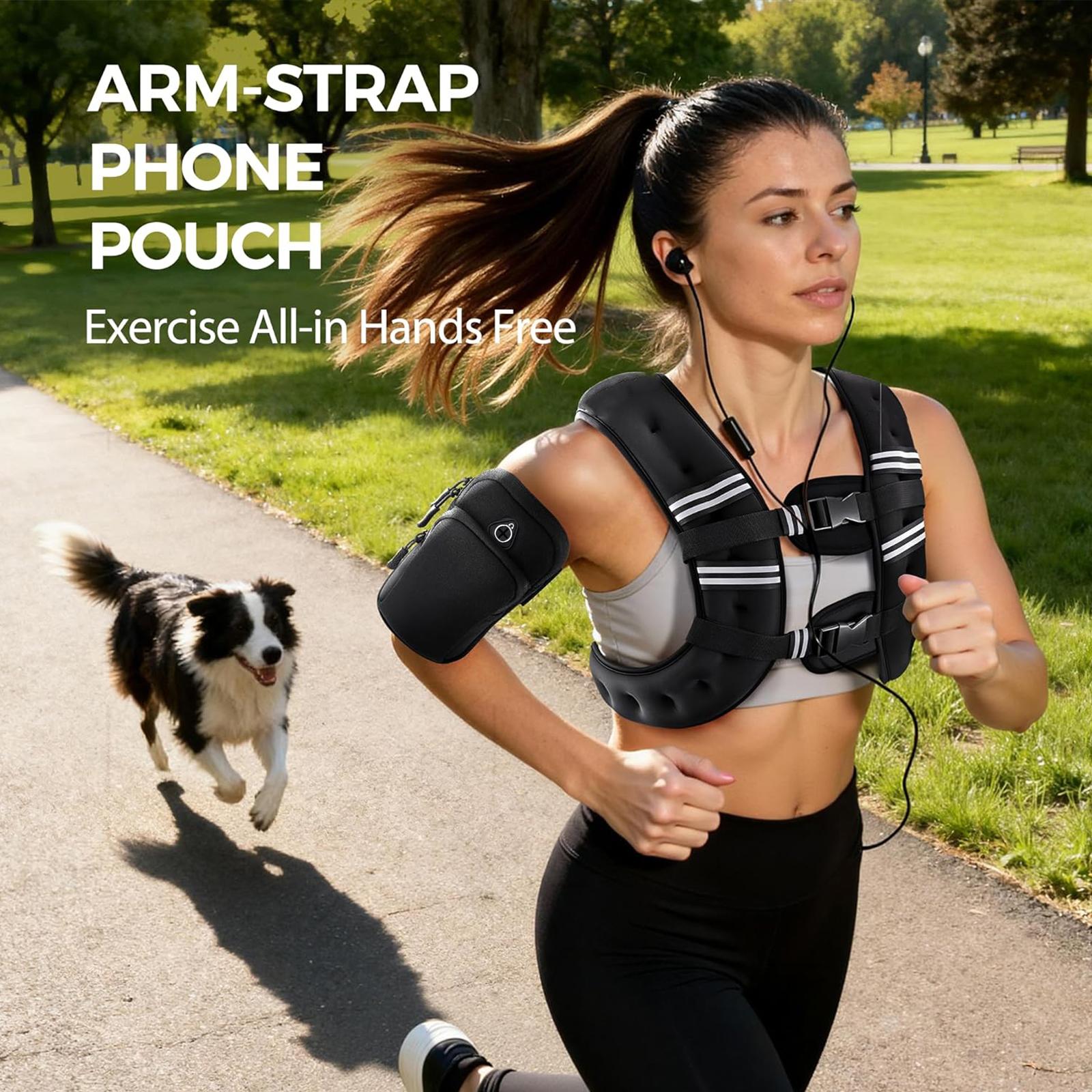 Weighted Rucking Vest - Men's, Women's Workout Gear with 8lbs-25lbs Options, Detachable Phone Pouch for Walking, Weight Training, Weighted Vest