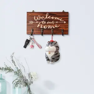 Welcome Key Hook, Wall-Mounted Key Rack, Wooden Welcome Key Holder for Entryway Living Room Wall Decoration, Wall Mount Organizer, Wall Mount Design