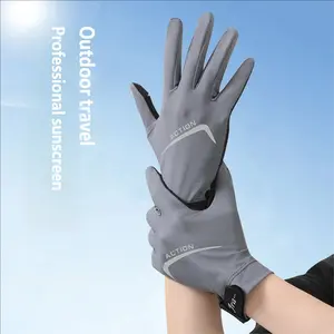 New Sunscreen Cycling Biking Gloves for Men, Ice Silk Elastic Anti-Slip Non Slip Flip Cover Two-Finger Summer Driving Outdoor Thin Gloves, Breathable Glove
