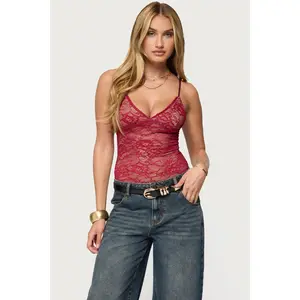 Nolyn Sheer Lace V Neck Bodysuit