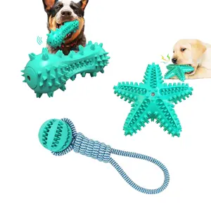 3 Pack Squeaky Toothbrush & Cotton Rope Ball Dog Toys