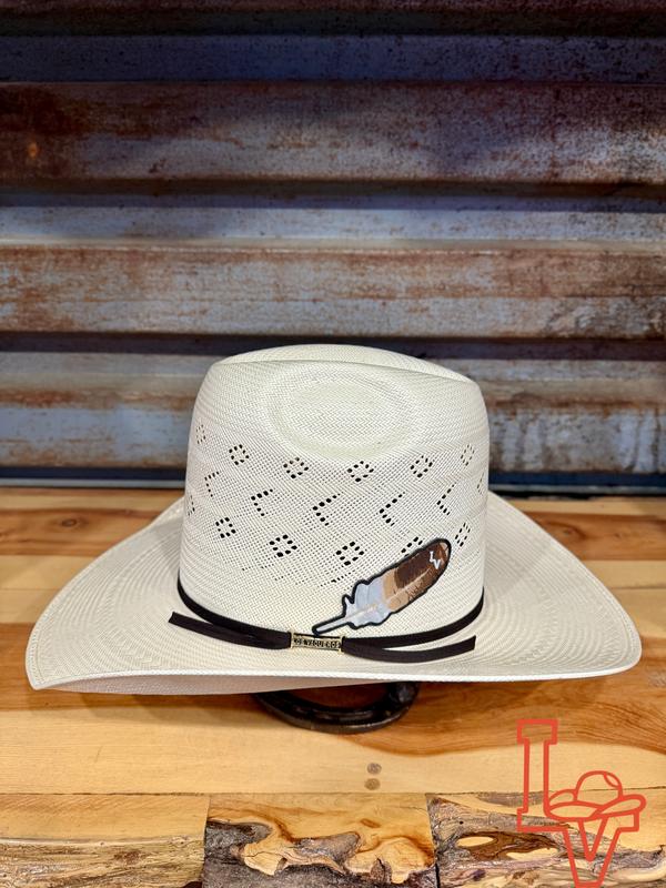 Los Vaqueros Straw Hat Tall Crown Boomerang White