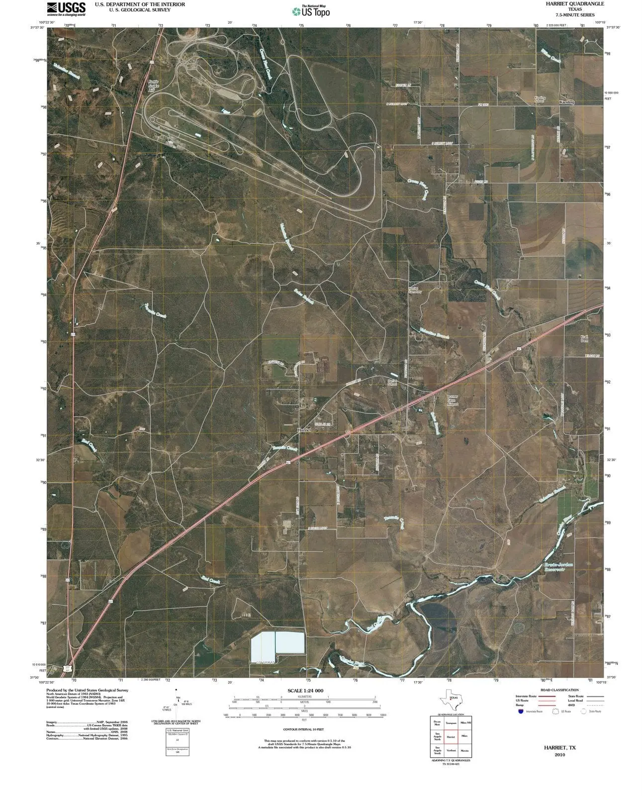 Harriet Texas USGS Topographic Quadrangle Map, 2013, 1:24000