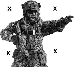 Captain ordering attack- High Detail HD Airbrush Stencil