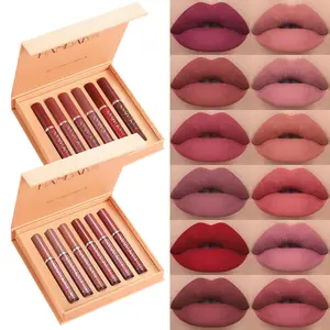 HANDAIYAN 6Pcs Matte Liquid Lipstick Set - Long Lasting & High Pigmented | Nude Lip Stain Makeup Kit - Waterproof,Non-Stick Cup Transfer | Perfect Makeup Gift for Women