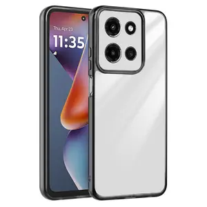 For Motorola Edge 2025 Phone Case [Hard Plastic & Soft Silicone Bumper] Acrylic Non Yellowing Thin Slim Protective Cover