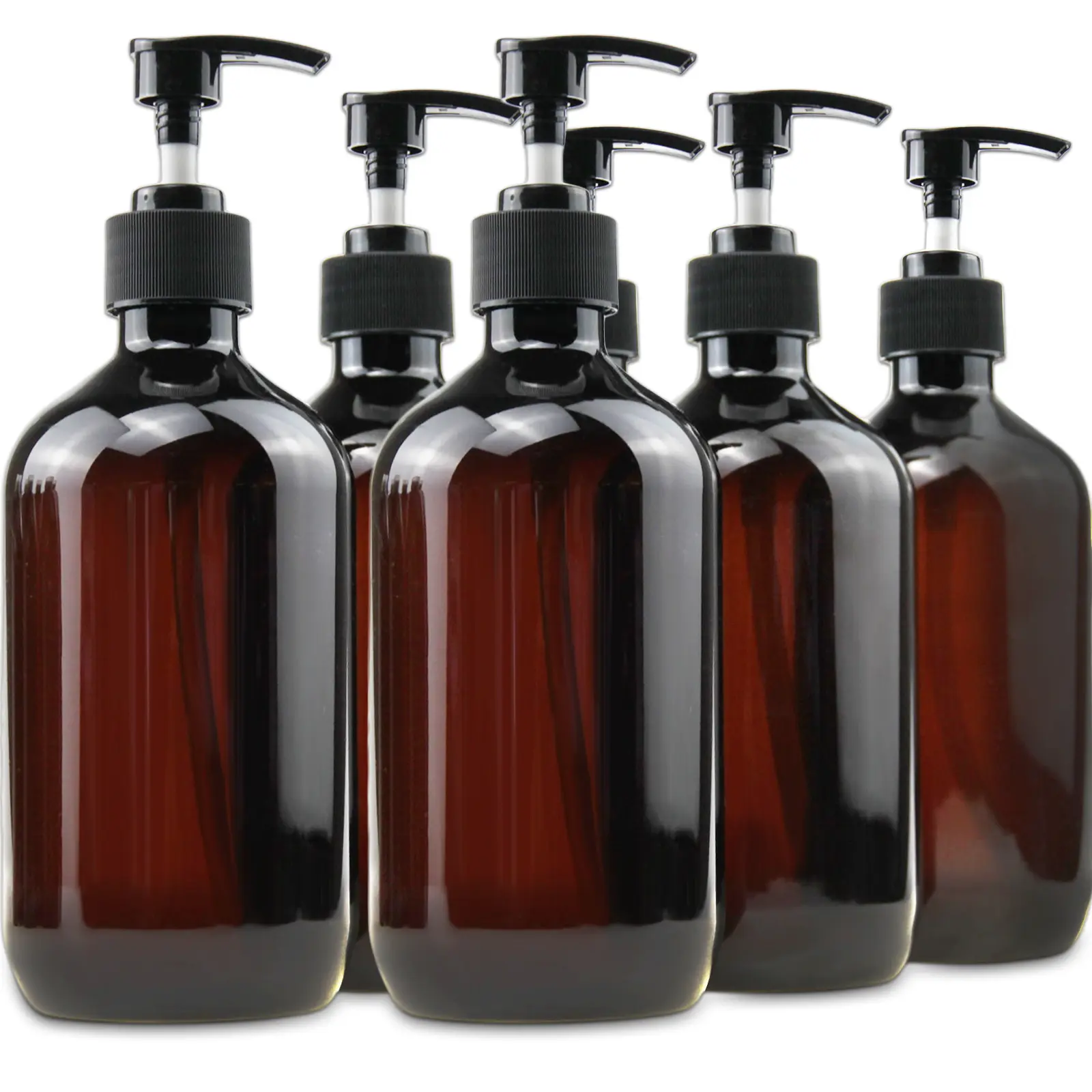 6 Pack Empty Plastic Bottles with Pump Dispenser, Refillable Travel Containers for Hand sanitizer Shampoo Lotion, etc - BPA/Paraben Free, 500ml/16.9oz (Labels Included)