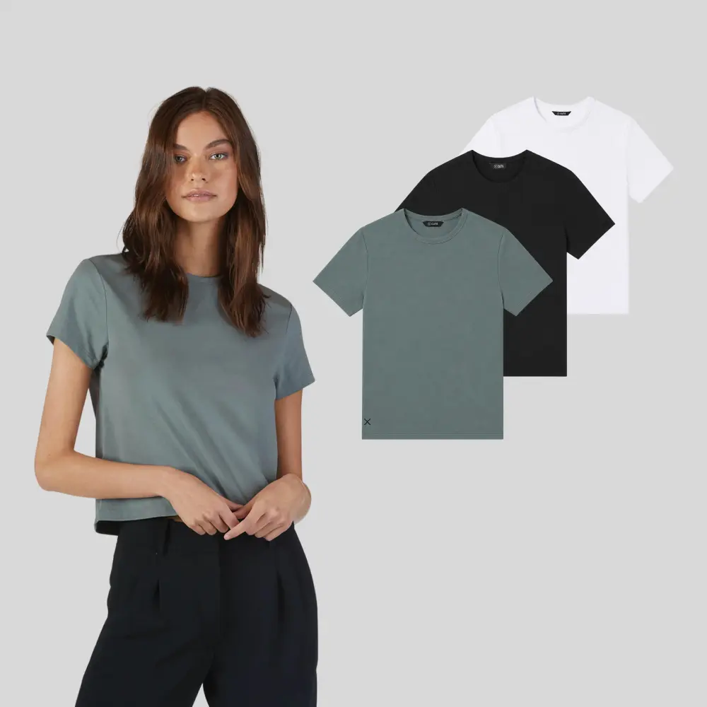 Cuts | Almost Friday Tee Women's Short Sleeve T-Shirt | Classic-fit PYCA Pro Soft Stretch Crew Neck Top | Wrinkle Free Polyester Cotton Blend