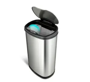 Automatic Kitchen Trash Can 13 Gallon Stainless Steel, Motion Sensor Hands Free Garbage Bin with Soft Close Lid, Modern Silver Design