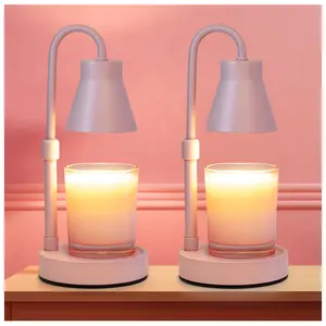 2 Pack Pink Candle Warmer Lamp, Electric Candle Lamp Warmer, Adjustable Height, Stepless Dimming Function, Wax Melt Warmer for Jar Candles, Candle Warmer Light with 2 Bulbs for Home Bedroom