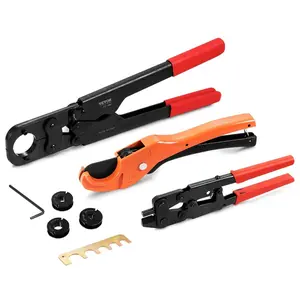 VEVOR Copper Press Tool Tube Fittings Crimping Kit, Pro Press Crimper with 1/2, 3/4, 1 Quick Change Jaws, 360 Rotatable Crimp Tool Locking Pin, Extendable Handle, Meet ASTM B88 and B75 StandardVEVOR Super Brand Day