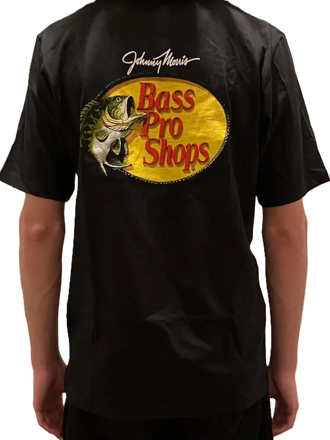 Authentic Bass Original Fishing Hunting Pro Short Sleeve Tagless Crew Neck T-Shirt for Men & Women - Black