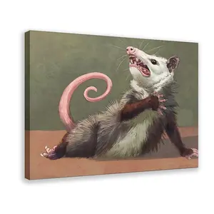Opossum Funny Poster Canvas Wall Art, Animals Decor, Quirky Wall Decor, Opossum Humor Artwork for Animal Lovers, Decorative paintings are wall decorations used in living rooms, bedrooms, and hallways.