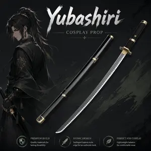 Anime Replica Katana, One Piece Zoro Sandai Yukizane Prop, Full Black Scabbard with Golden Trim, Serrated Jagged Blade, Cosplay Shooting Collectible Ornament, New Upgrade