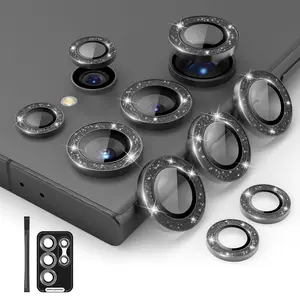 Camera lens protective film suitable for Samsung Galaxy S26 Ultra/S26+/S26/S25 Edge/S25 Ultra/S24 Fe/S23/S22Plus [6x strength] single metal ring tempered glass camera screen protective film accessories, scratch resistant protective case Protection Phone