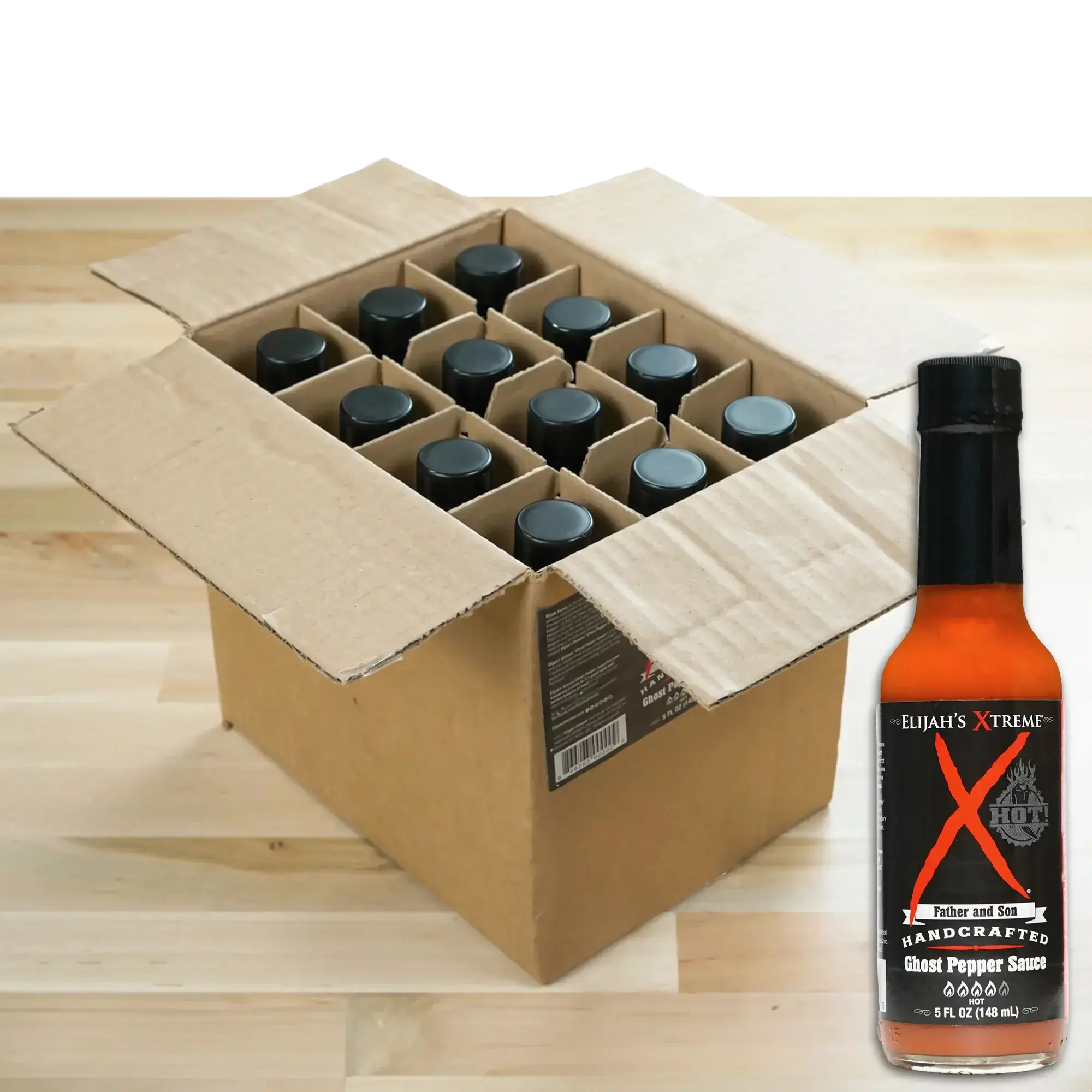 Elijah's Xtreme Ghost Pepper Hot Sauce, All Natural Gourmet Hot Sauces, 450,000 SHU, Non GMO, Gluten Free, Vegan Low Sugar Flavor Dip 12 Pack Case