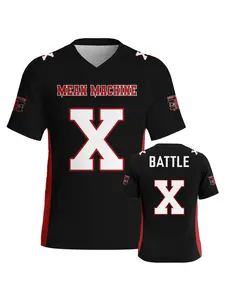 Men's Battle Battaglio #x the Longest Yard Mean Machine Rugby Jersey, V-Neck Training Top, Comfortable Fabric, Sporty Style, All Seasons