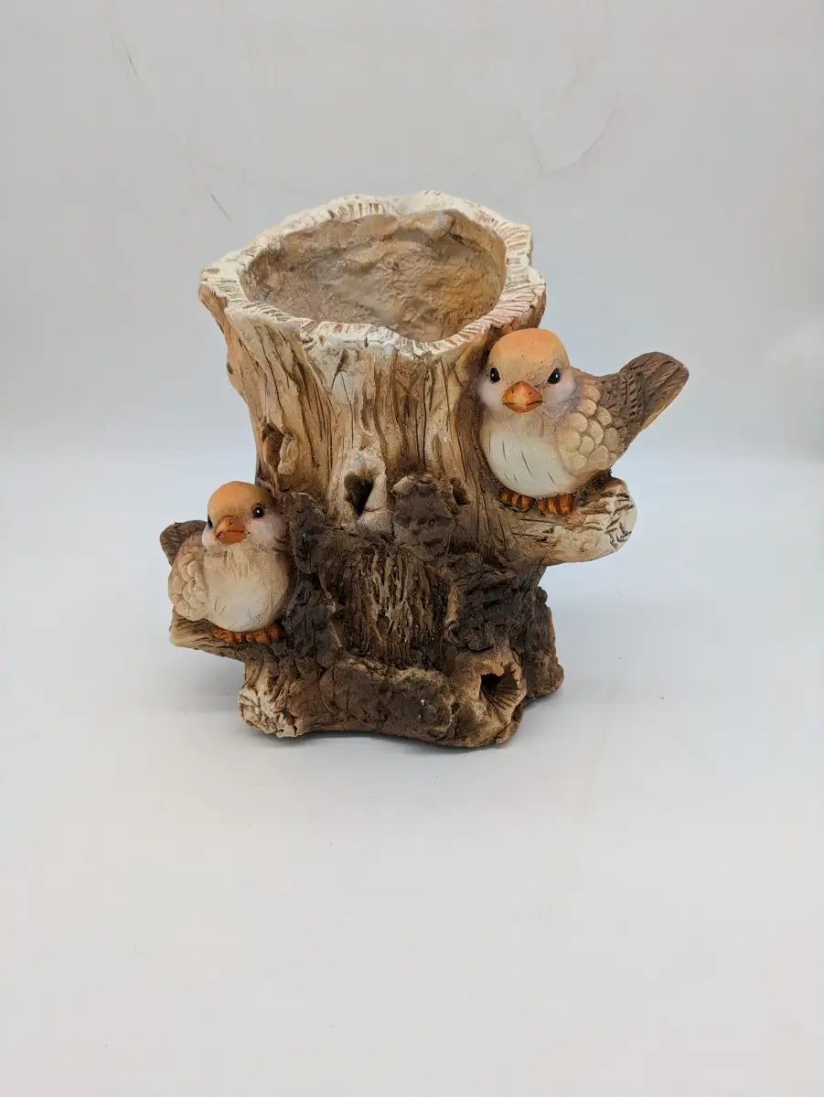 Esschert Design USPL015 Faux Wood Double Bird Log Planter