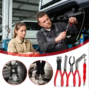 5PCS Automotive Electrical Disconnect Pliers Kit, Professional Auto Repair Tool Set Including Hose Clamp Pliers, Wire Terminal Removal Tools, Sensor Plug Disconnect & Car Trim Clip Remover, Practical Gift for Father’s Day