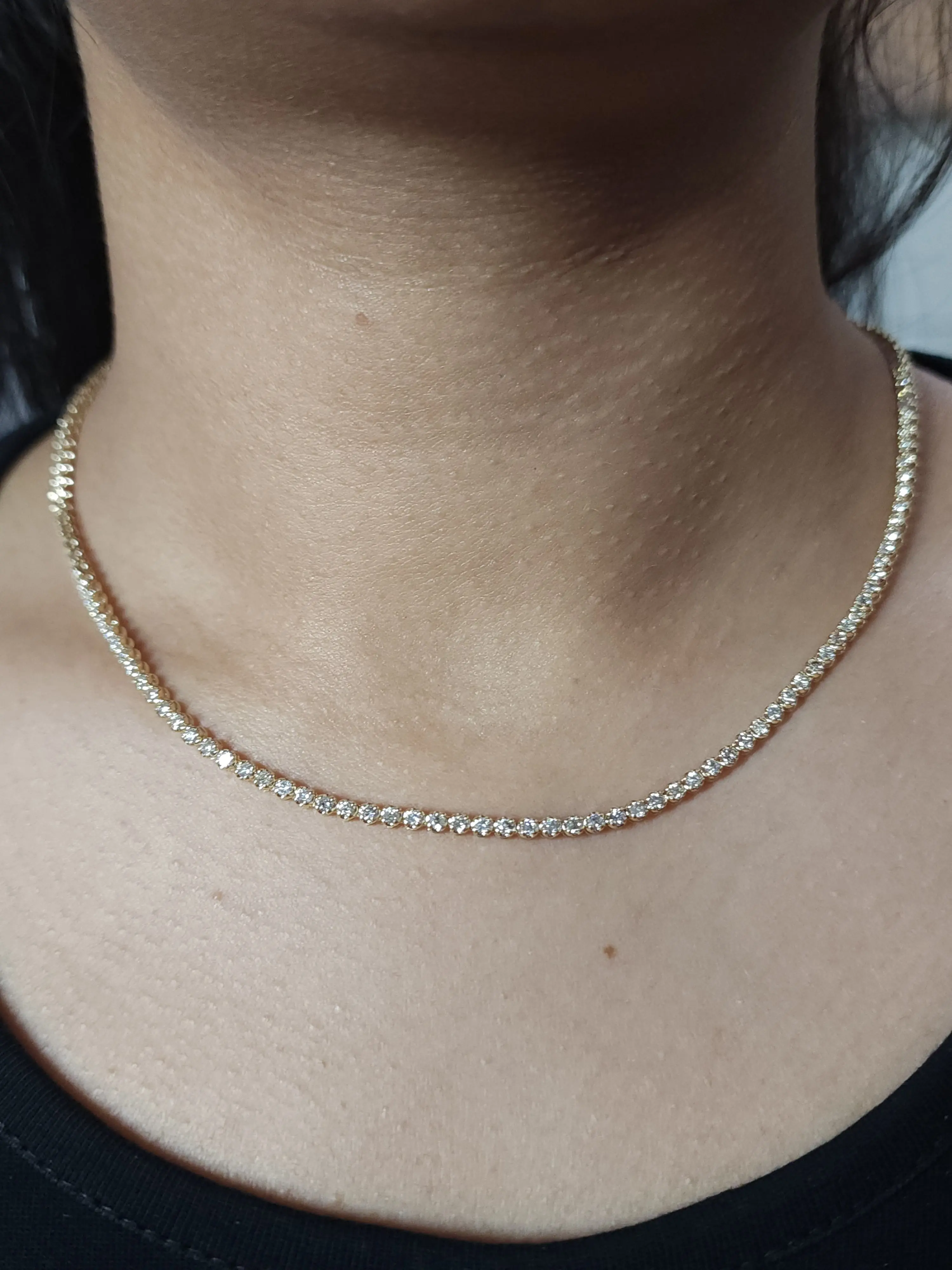 14Kt Gold 4 Ct Lab Grown Diamond Buttercup Tennis 17 inch Necklace