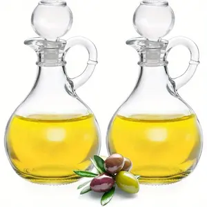 2 Pack Elegant Glass Oil Dispenser Bottles with Spout 10.48 Ounce Olive Oil Vinegar Kitchen Cruet for Cooking Salad Dressing Bar Use